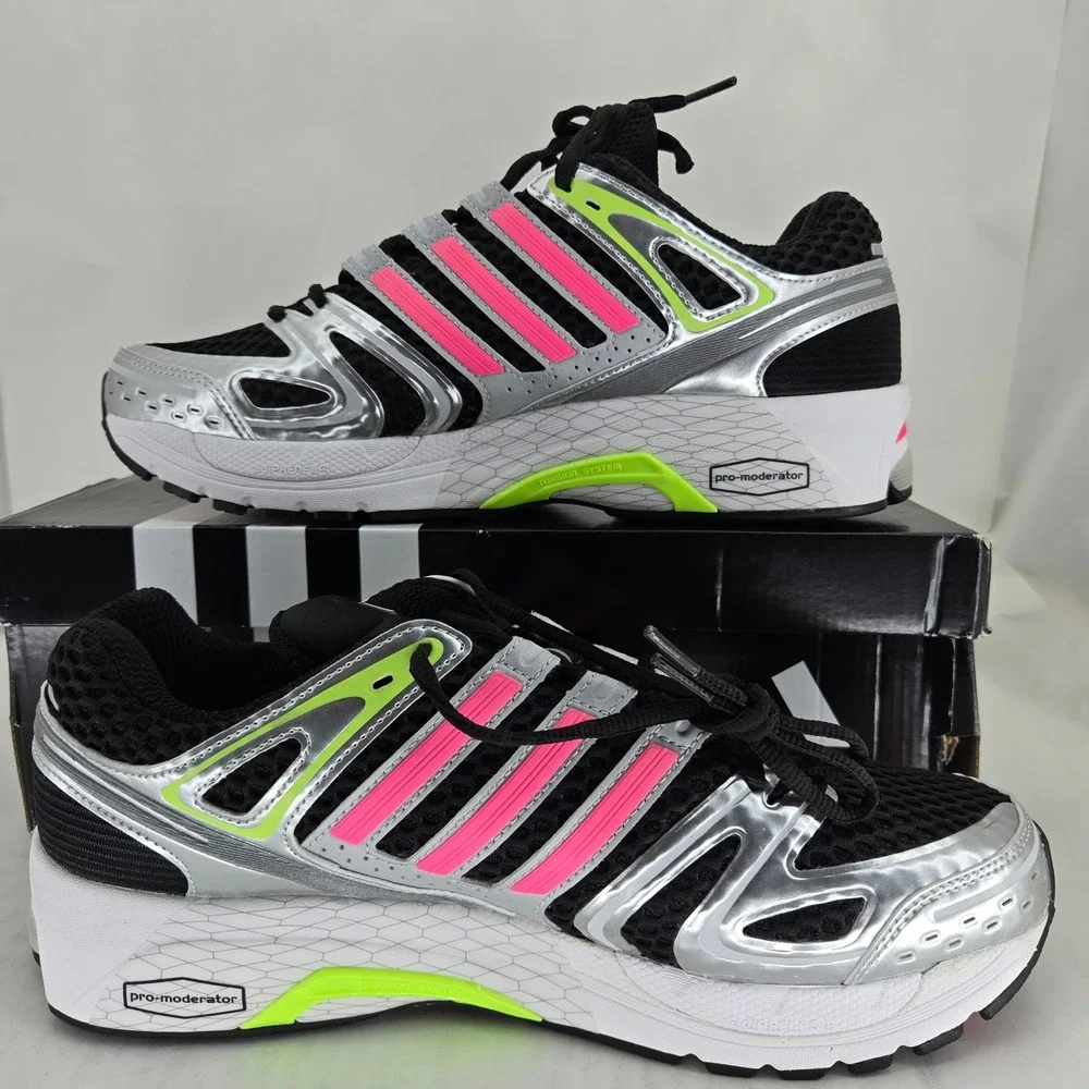 Adidas Adistar Control 5 Mens 10.5 Running Shoes Black Silver Pink JS0041 NEW